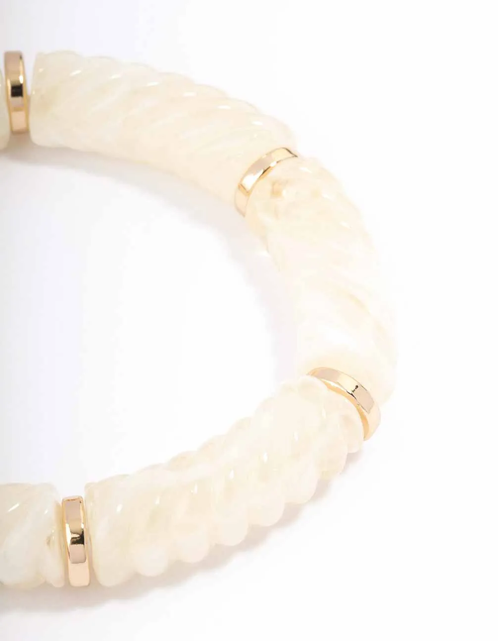 Cream Acrylic Twisted Stretch Bracelet sold by lovisa product image thumbnail 2