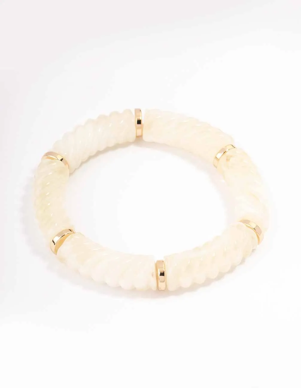 Cream Acrylic Twisted Stretch Bracelet sold by lovisa