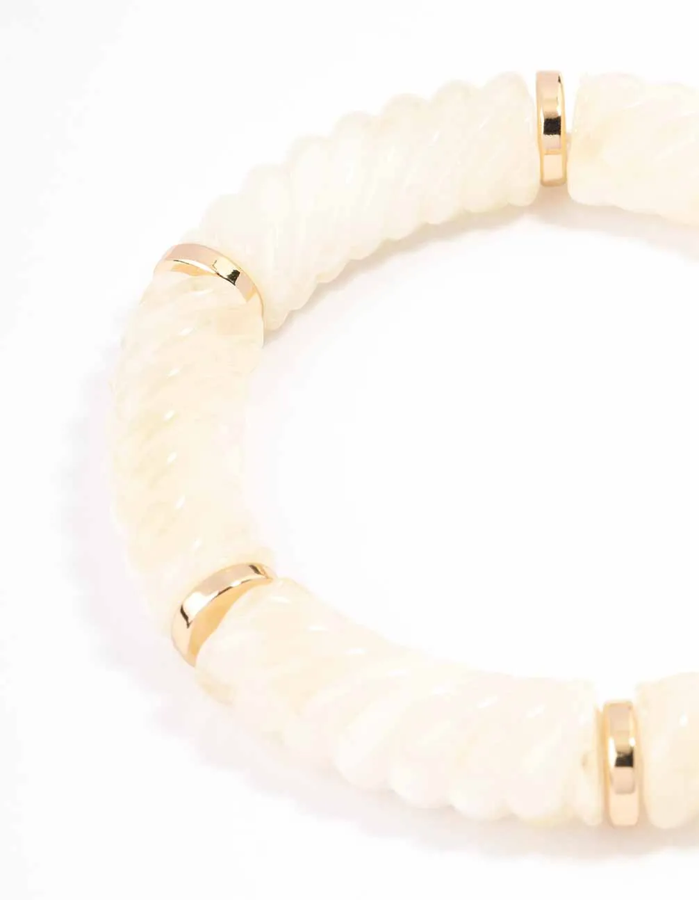 Cream Acrylic Twisted Stretch Bracelet sold by lovisa product image thumbnail 3