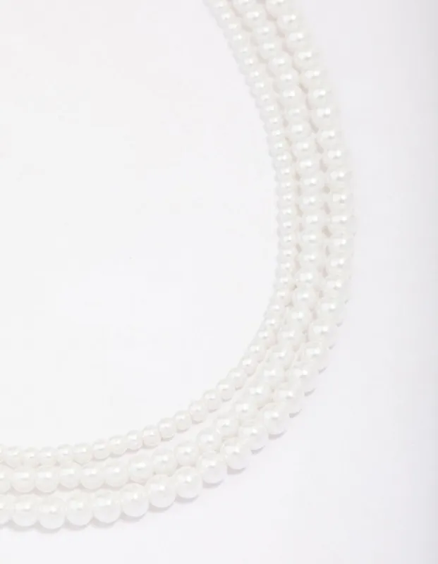 Pearl Layered Trio Statement Necklace sold by lovisa