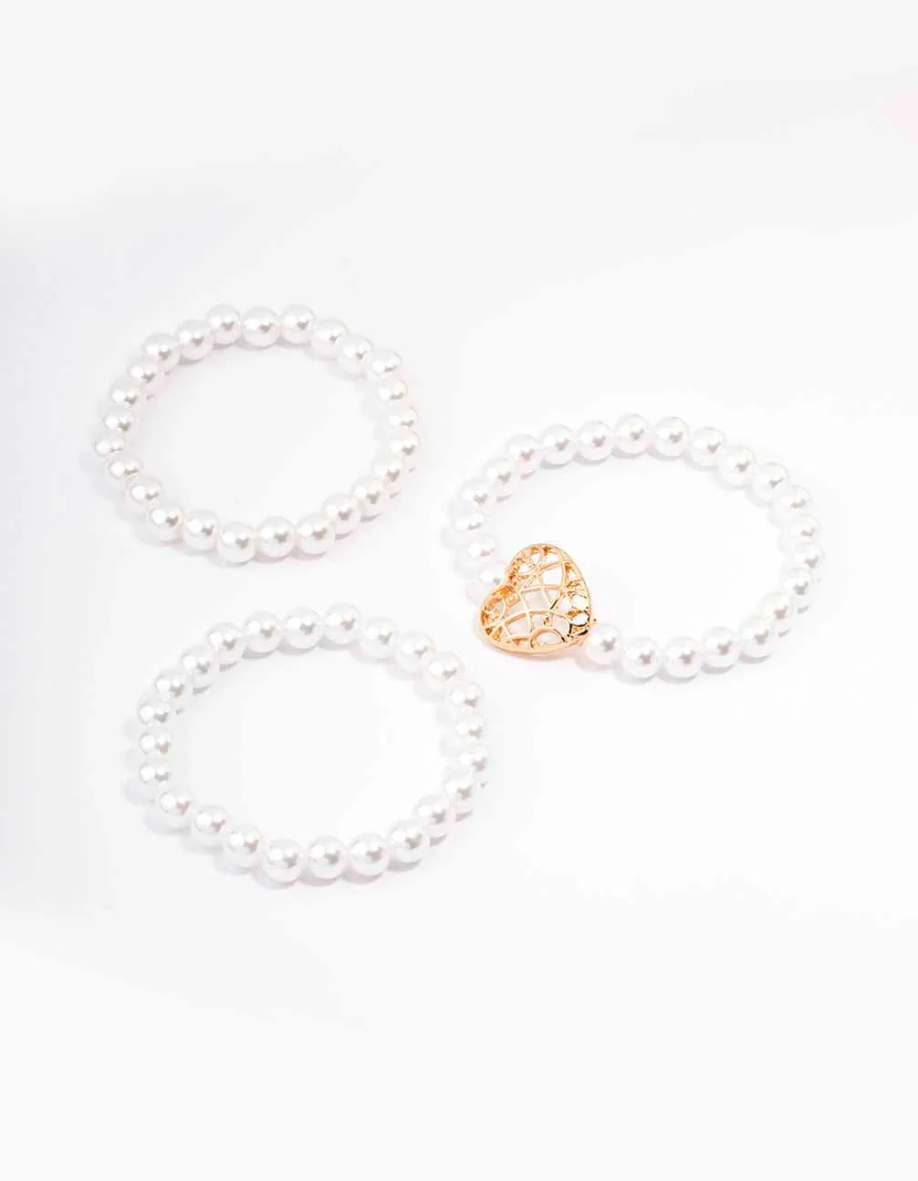 Gold Heart Pearl Bracelet 3-Pack sold by lovisa product image thumbnail 4