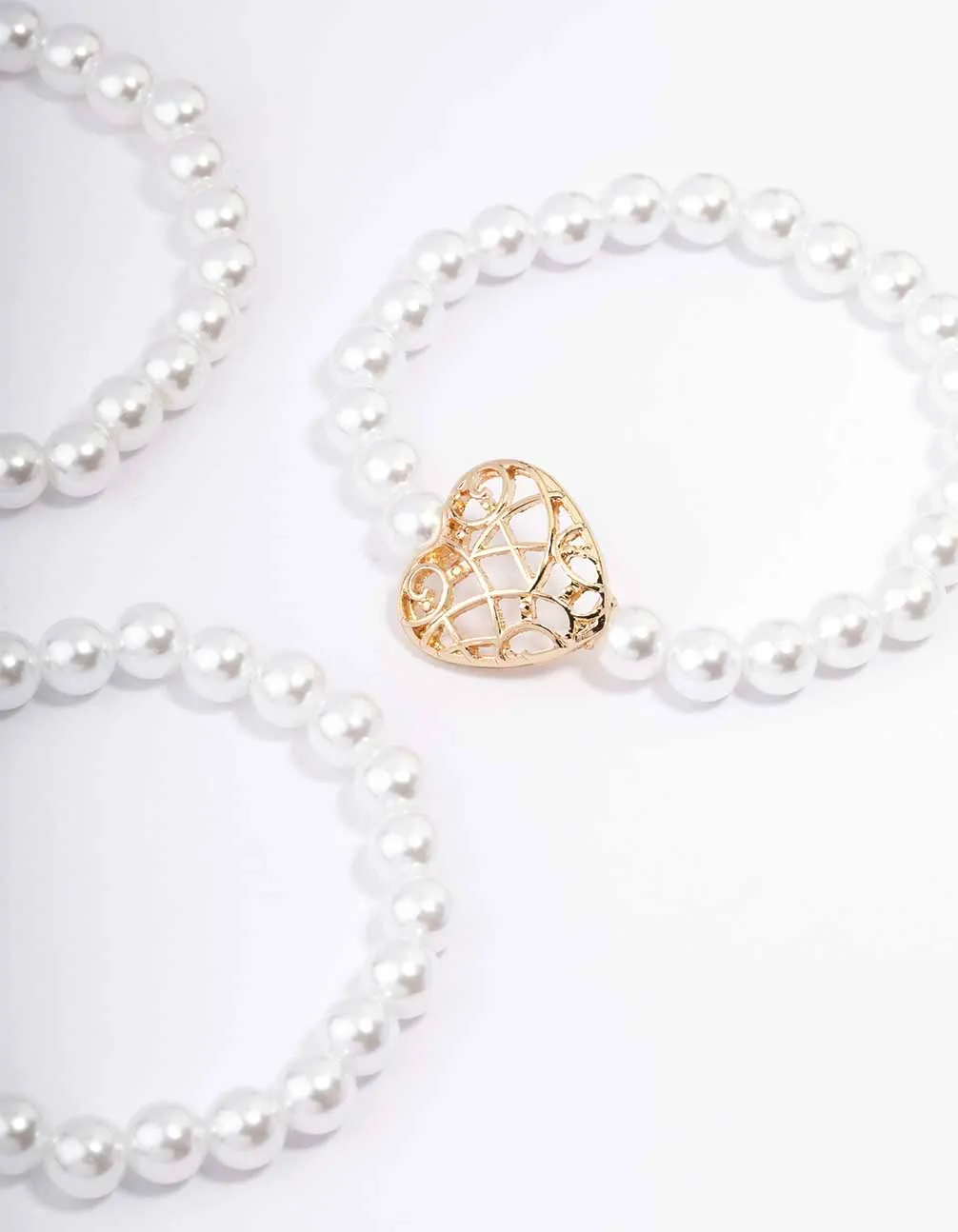 Gold Heart Pearl Bracelet 3-Pack sold by lovisa product image thumbnail 2