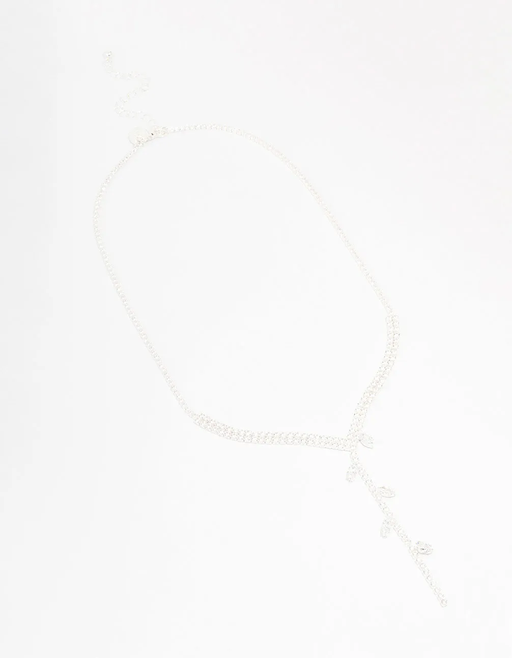 Silver Cubic Zirconia Leaf Trail Y Necklace sold by lovisa product image thumbnail 2