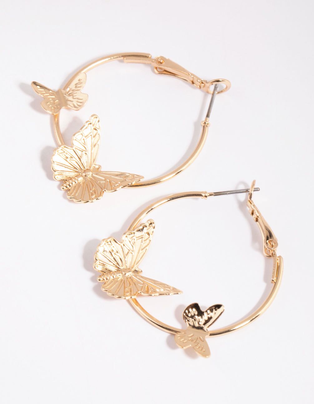 Gold Side Butterfly Hoop Earrings sold by lovisa