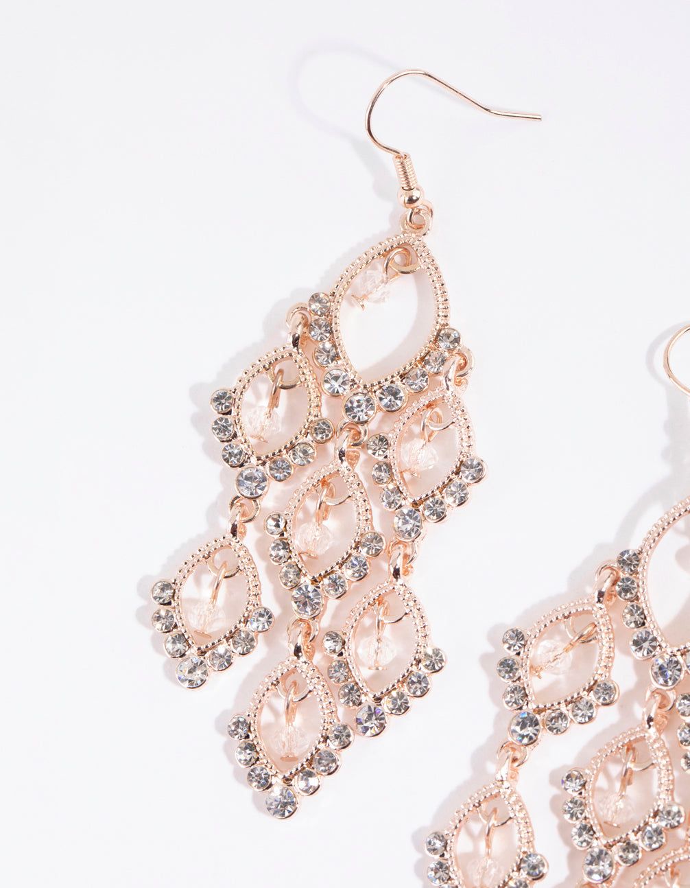 Rose Gold Diamante Teardrop Cascade Drop Earrings sold by lovisa product image thumbnail 3