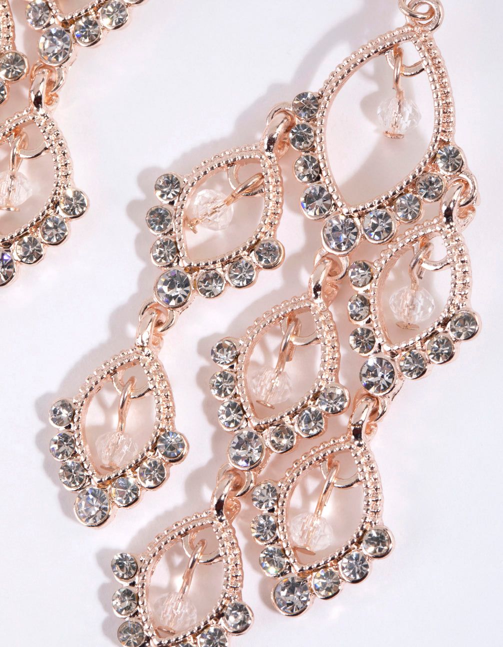 Rose Gold Diamante Teardrop Cascade Drop Earrings sold by lovisa product image thumbnail 4