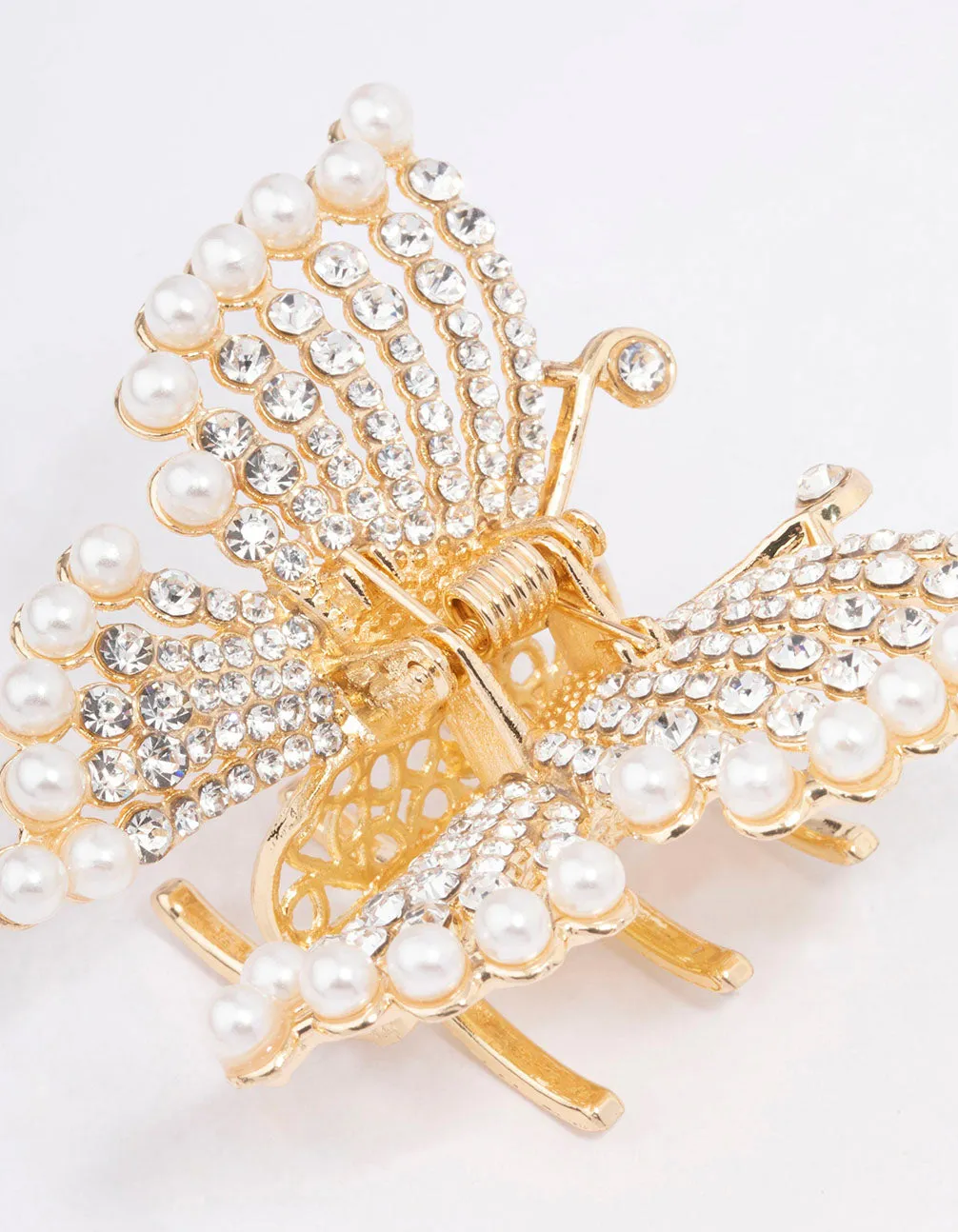 Gold Diamante Pearl Butterfly Hair Claw Clip sold by lovisa product image thumbnail 3
