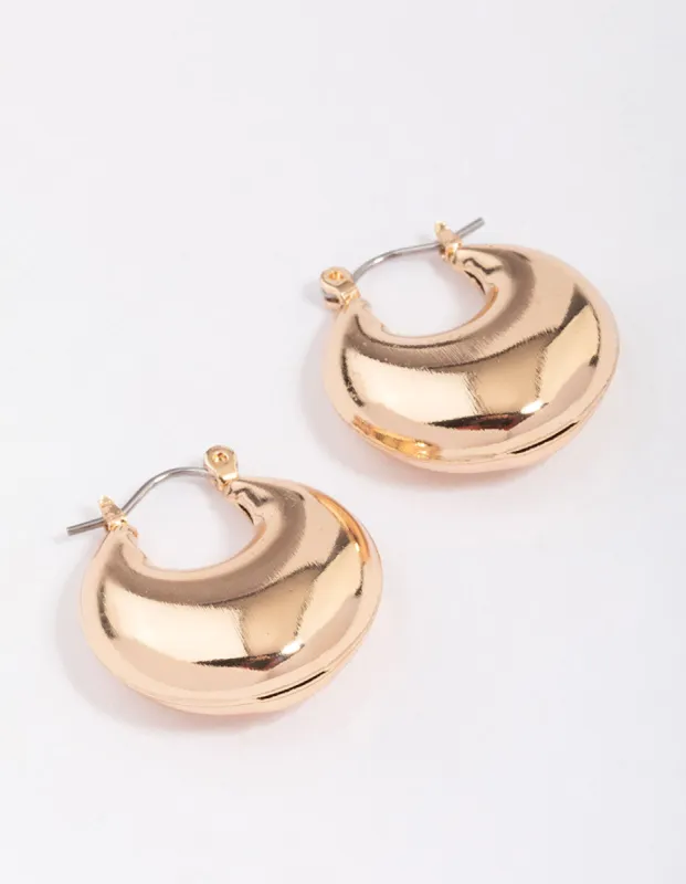 Gold Puffy Stretch Hoop Earrings sold by lovisa