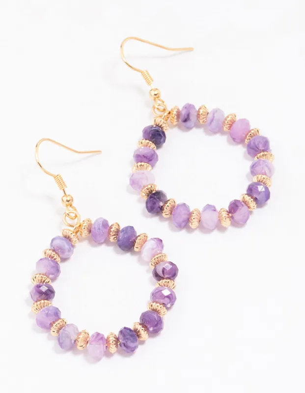 Gold Wire Pear Beaded Drop Earrings sold by lovisa