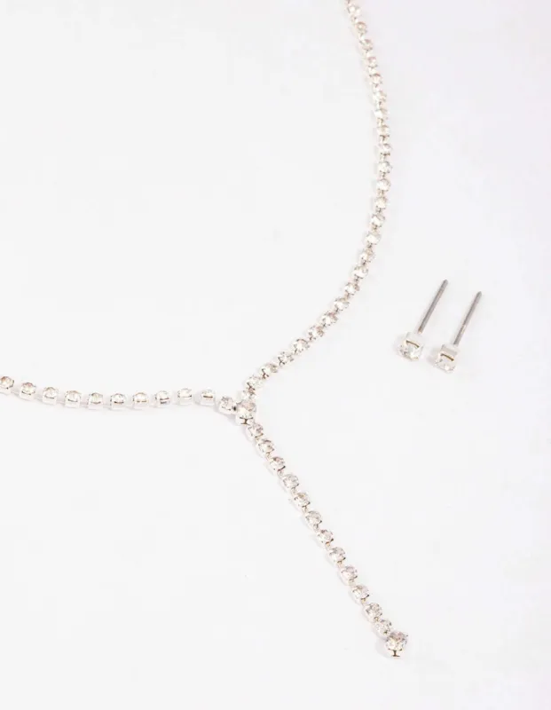 Silver Cupchain Y-Shaped Necklace & Earring Set sold by lovisa