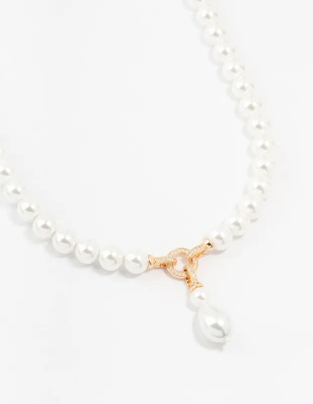 Pearl Gold Cubic Zirconia Short Necklace sold by lovisa