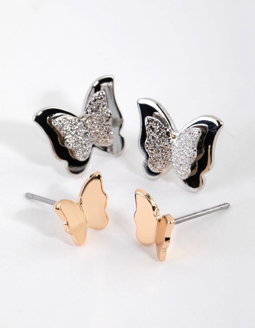 Mixed Metal Double Butterfly Stud Earring Pack sold by lovisa