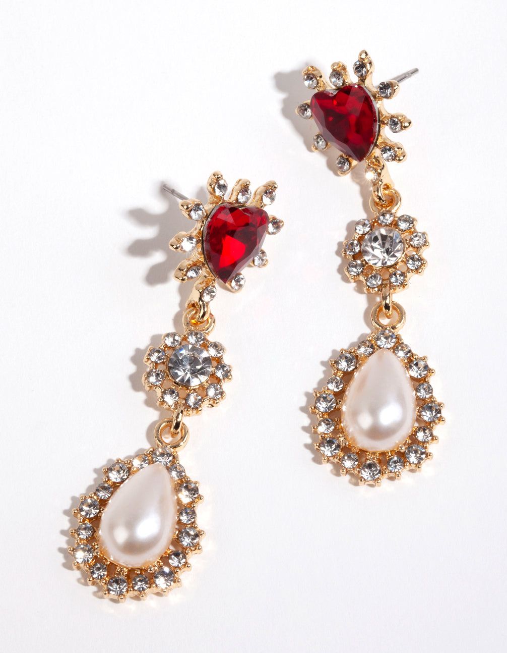 Gold Royal Heart Earrings sold by lovisa