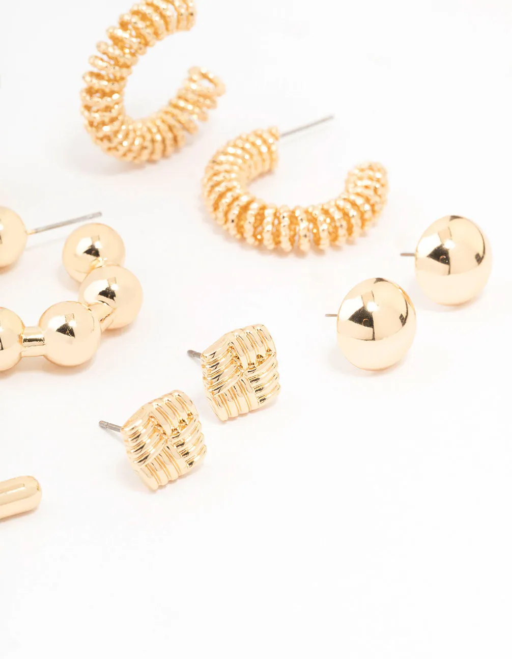Gold Multi Stud & Hoop Earrings 6-Pack sold by lovisa product image thumbnail 3