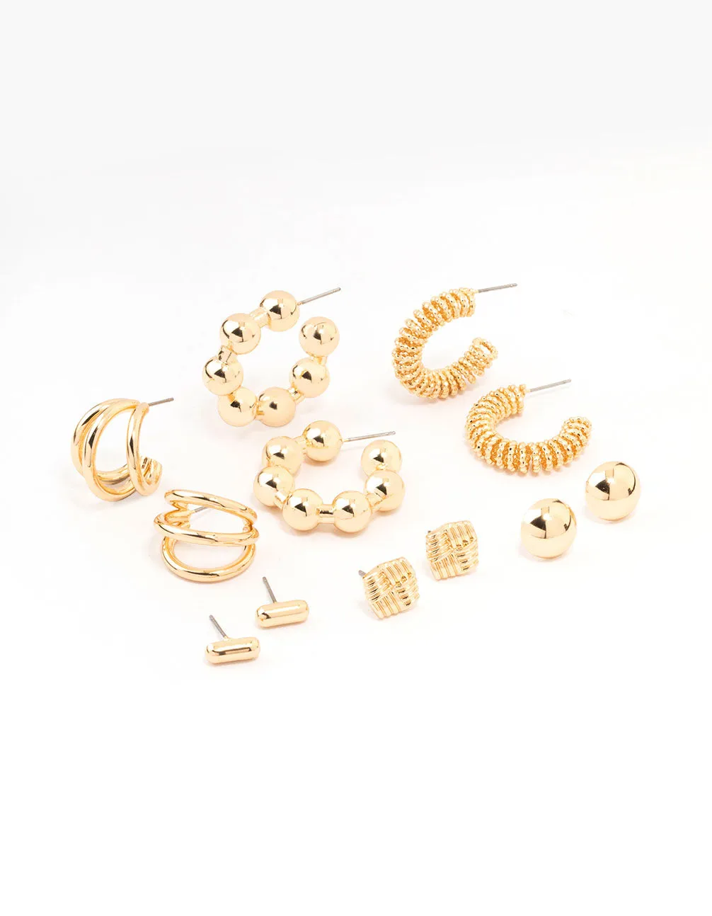 Gold Multi Stud & Hoop Earrings 6-Pack sold by lovisa