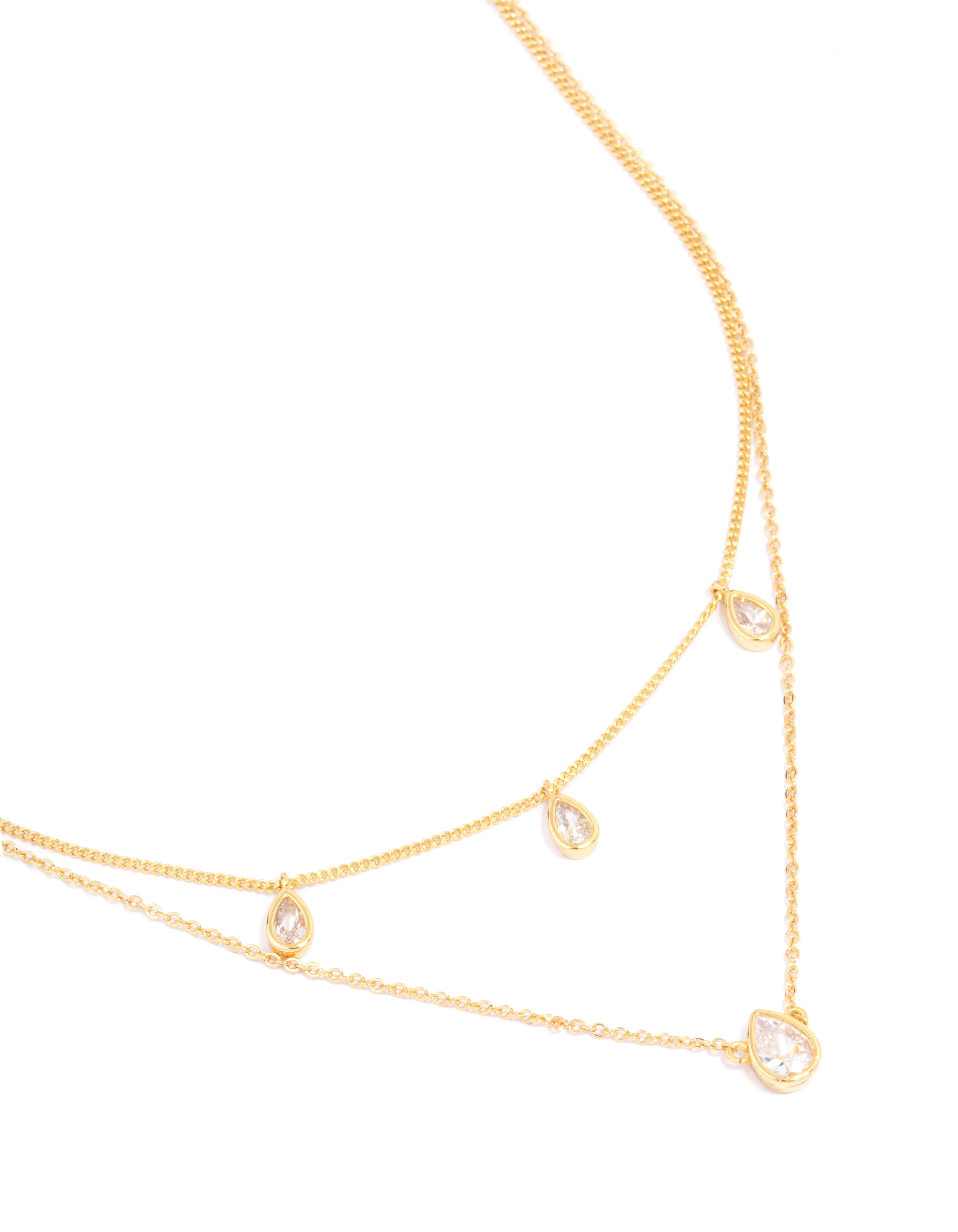 Gold Plated Cubic Zirconia Teardrop Layered Necklace sold by lovisa product image thumbnail 2