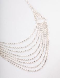 Silver Diamante Layered Statement Necklace sold by lovisa