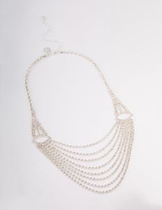 Silver Diamante Layered Statement Necklace sold by lovisa