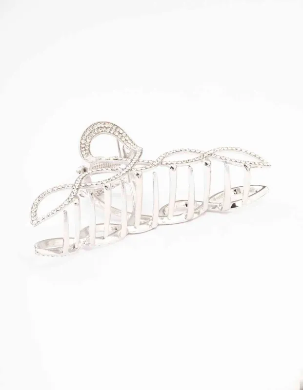 Rhodium Diamante Braided Twisted Hair Claw Clip sold by lovisa