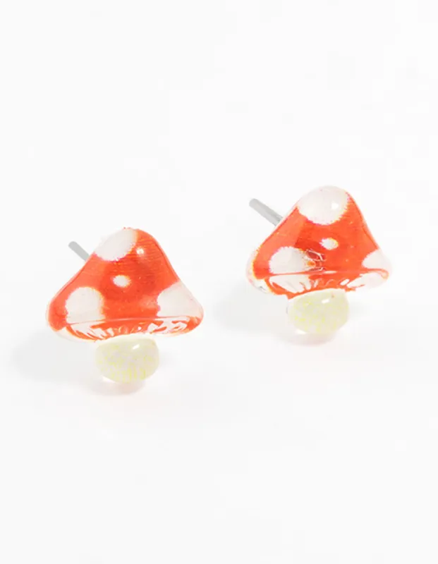 Plastic Mushroom Stud Earrings sold by lovisa