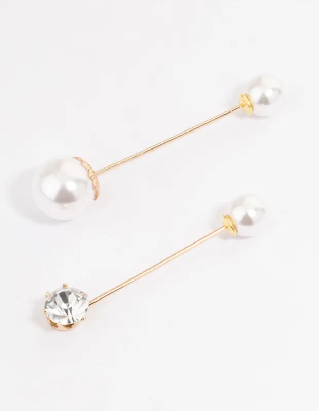 Gold Pearl & Diamante Scarf Pin Pack sold by lovisa