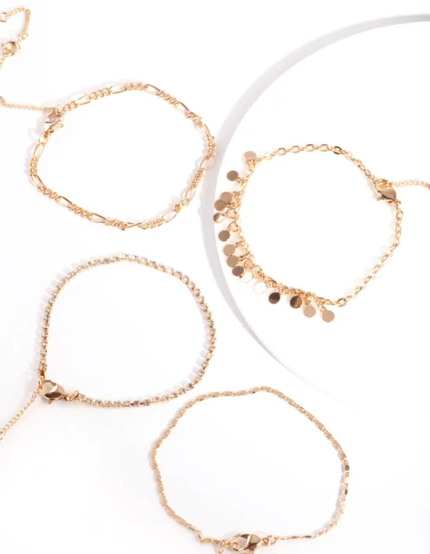 Diamante & Jingle Anklet Bracelet 4-Pack sold by lovisa