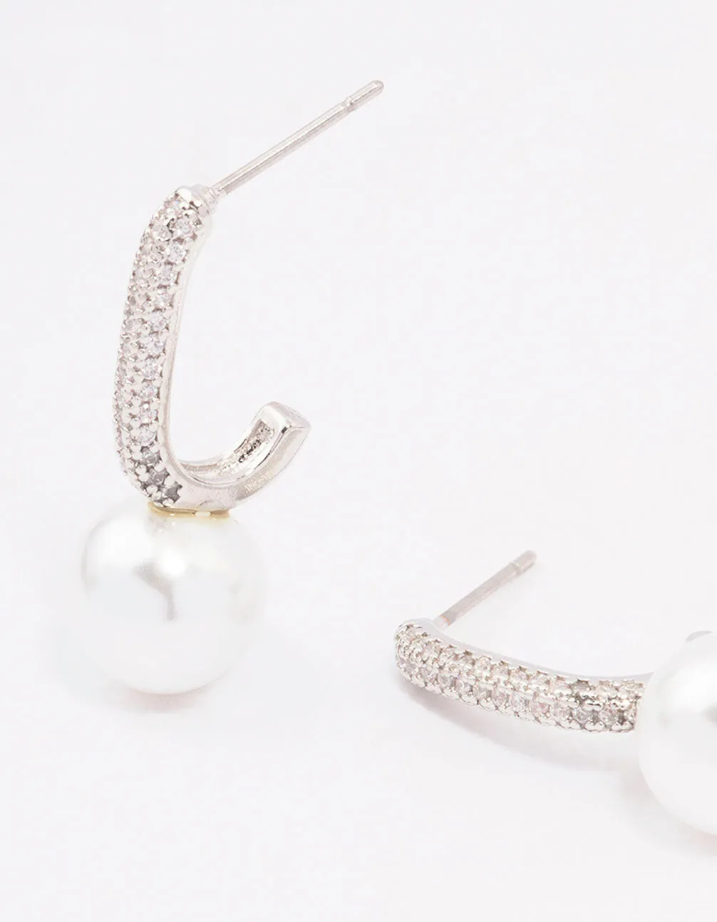 Silver Cubic Zirconia Small Pearl Drop Earrings sold by lovisa product image thumbnail 2