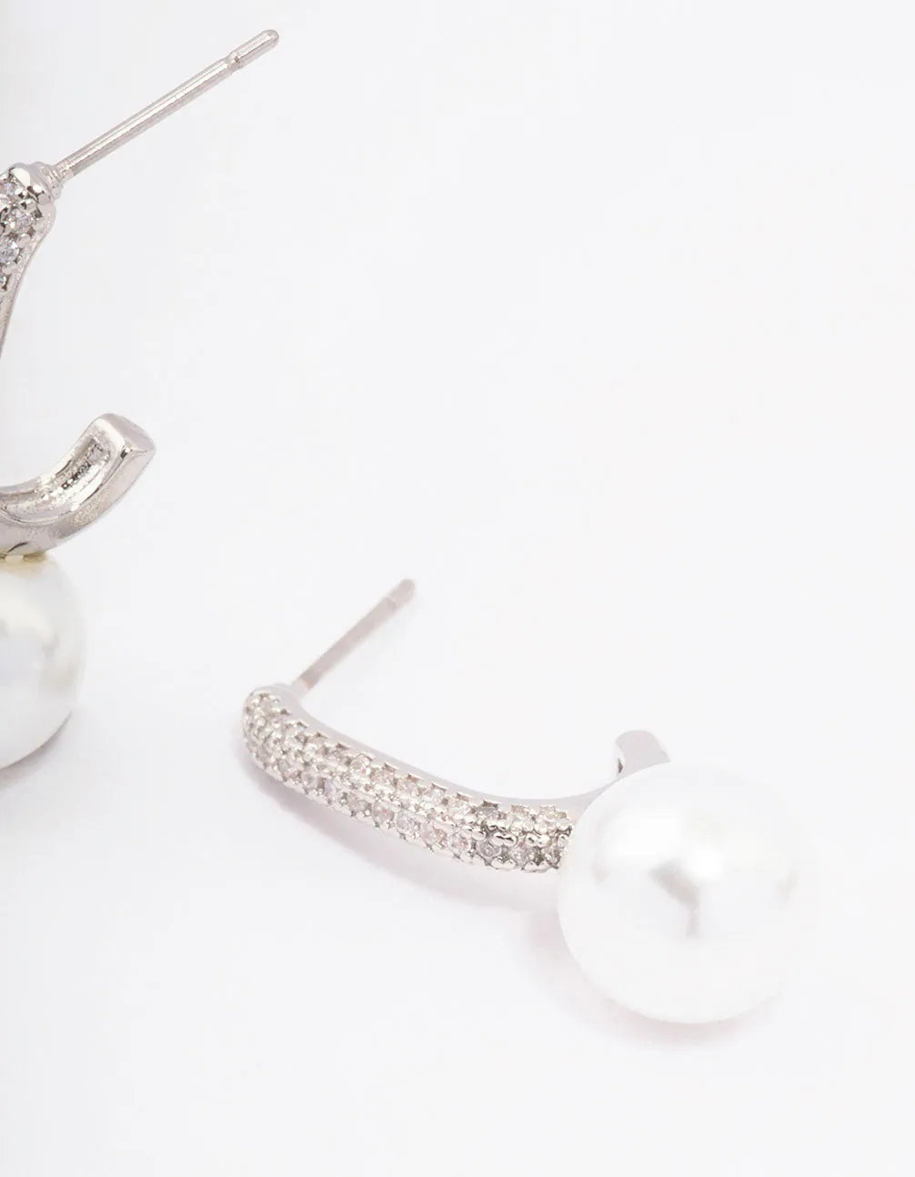 Silver Cubic Zirconia Small Pearl Drop Earrings sold by lovisa product image thumbnail 3