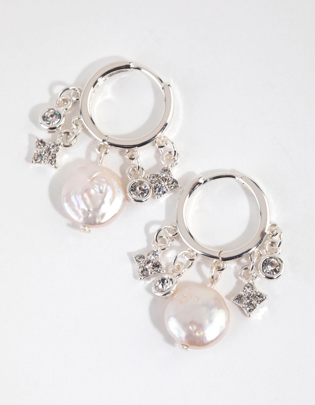 Silver Plated Hoop with Freshwater Pearl Earrings sold by lovisa