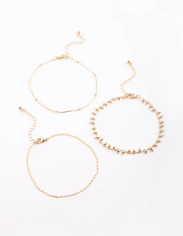 Gold Plated Dainty Anklet Pack sold by lovisa