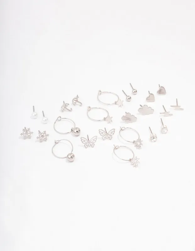 Silver Cloud & Snowflake Earring 12-Pack sold by lovisa
