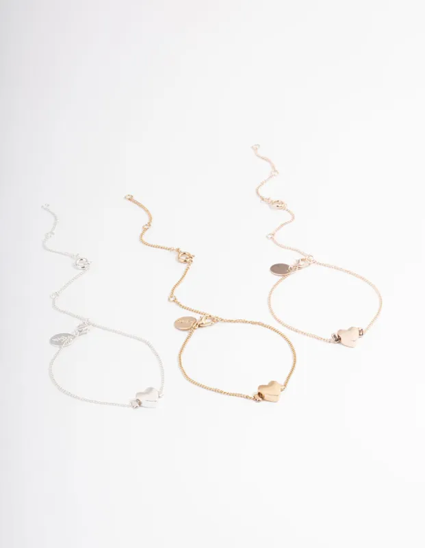 Mixed Metal Mini Hearts Bracelet sold by lovisa
