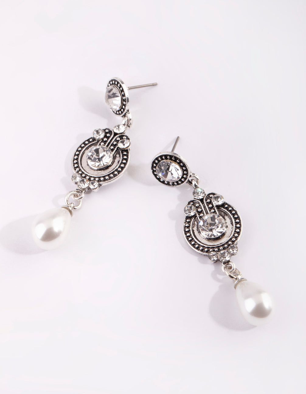 Silver Diamante & Pearl Drop Earrings sold by lovisa product image thumbnail 2