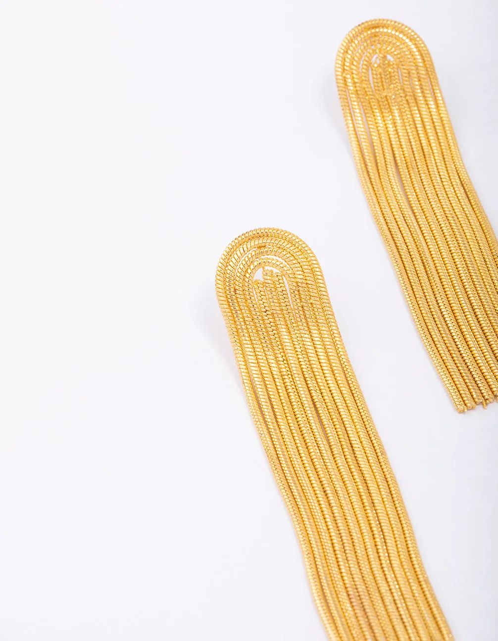 Gold Plated Stainless Steel Curved Box Chain Drop Earrings sold by lovisa product image thumbnail 2