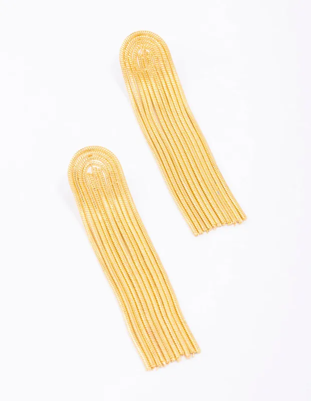 Gold Plated Stainless Steel Curved Box Chain Drop Earrings sold by lovisa