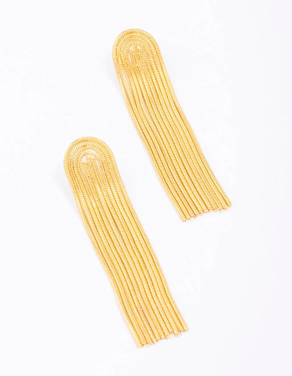 Gold Plated Stainless Steel Curved Box Chain Drop Earrings sold by lovisa