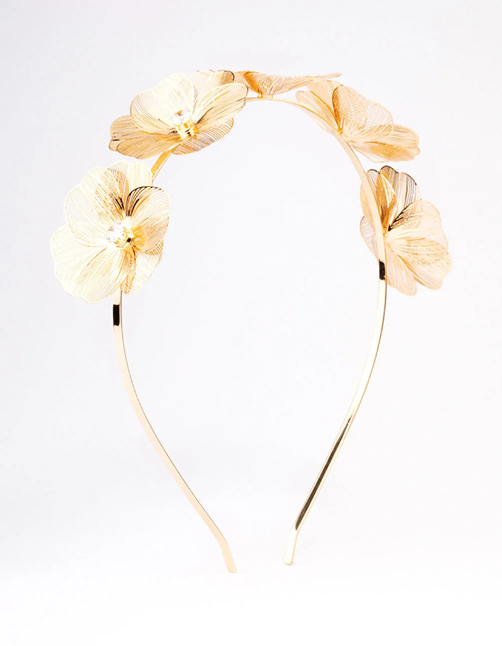 Gold Wire Diamante Flower Headband sold by lovisa
