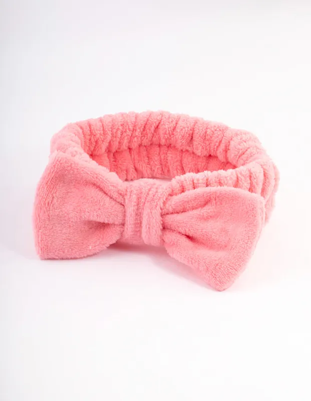 Pink Bow Fluffy Headband sold by lovisa