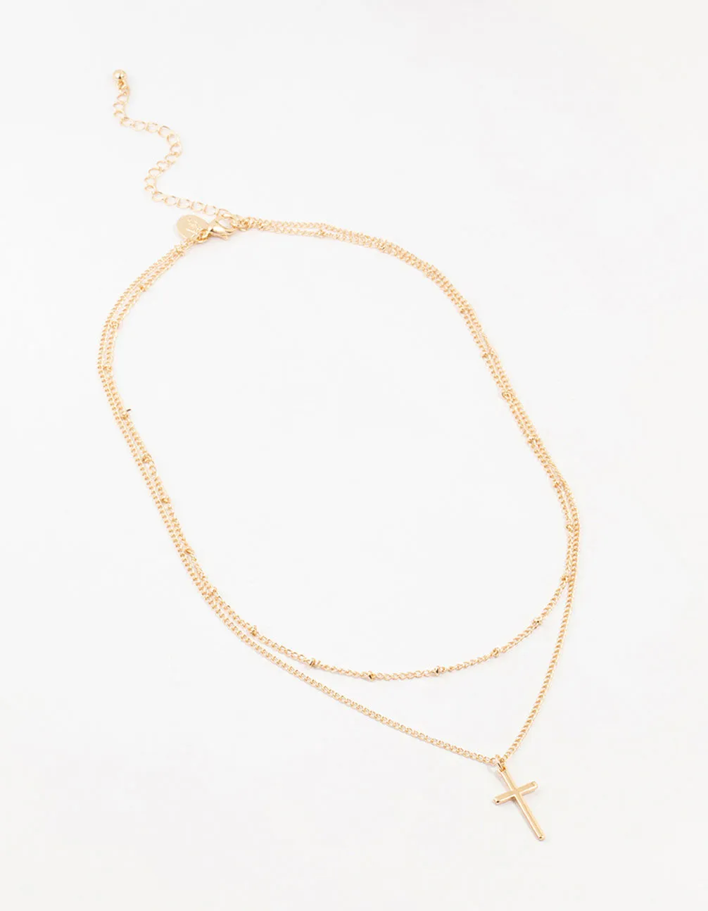 Gold Ball Chain & Cross Layered Necklace sold by lovisa product image thumbnail 2