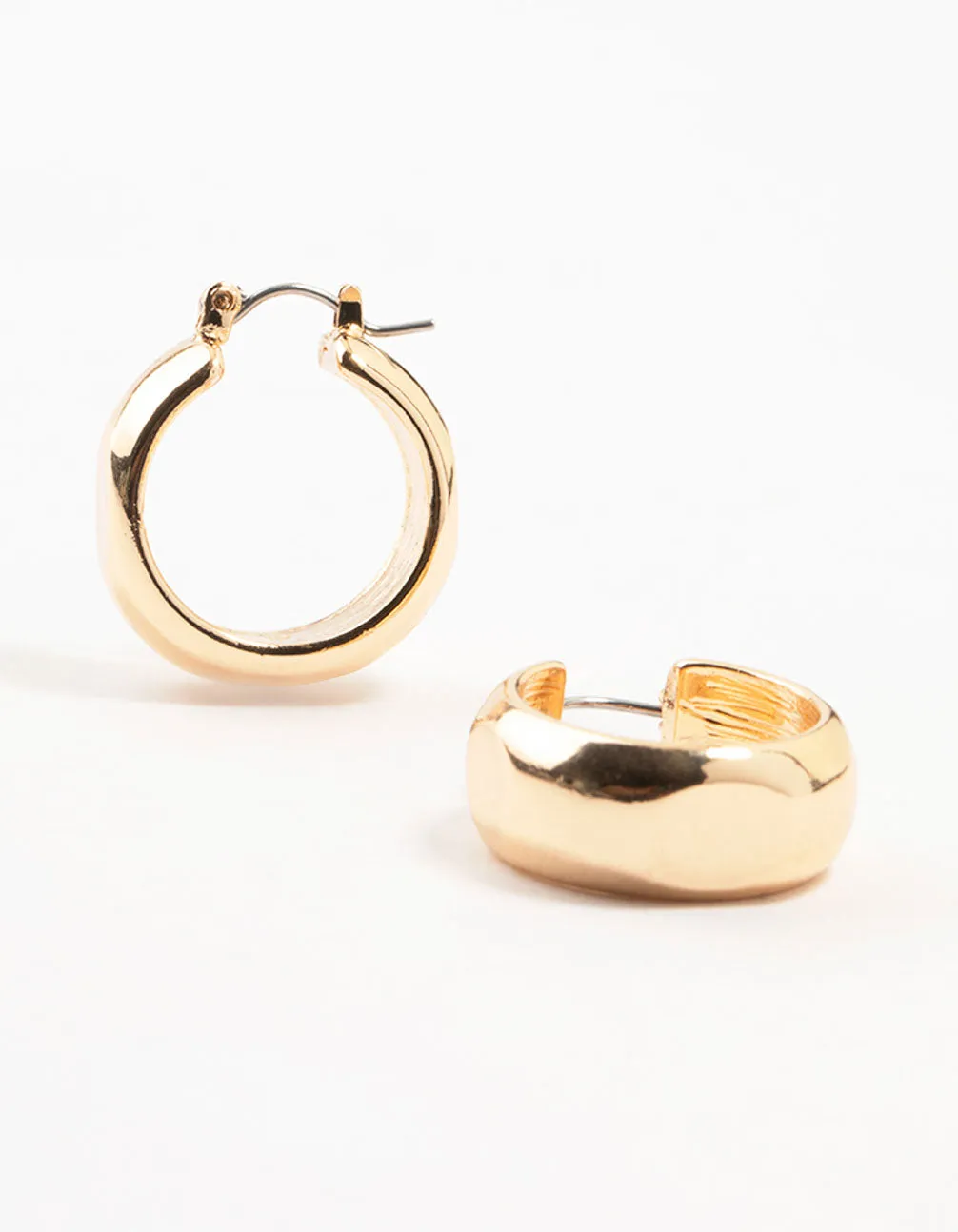 Gold Hinged Puff Hoop Earrings sold by lovisa