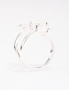 Silver Mixed Stone Trio Cubic Zirconia Ring sold by lovisa