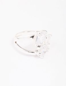 Silver Mixed Stone Trio Cubic Zirconia Ring sold by lovisa