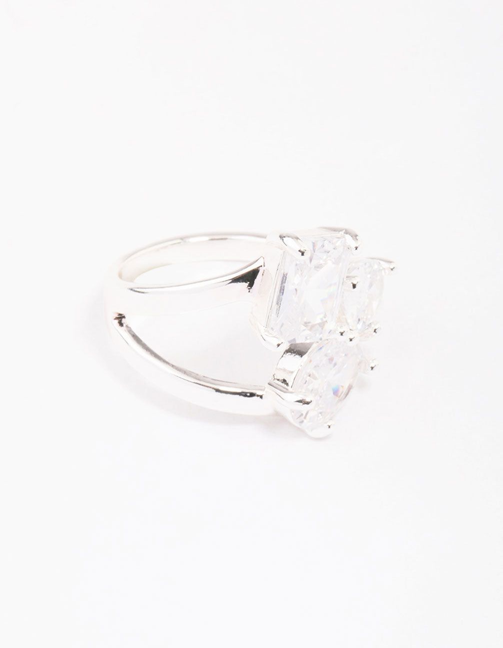 Silver Mixed Stone Trio Cubic Zirconia Ring sold by lovisa