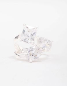 Silver Mixed Stone Trio Cubic Zirconia Ring sold by lovisa