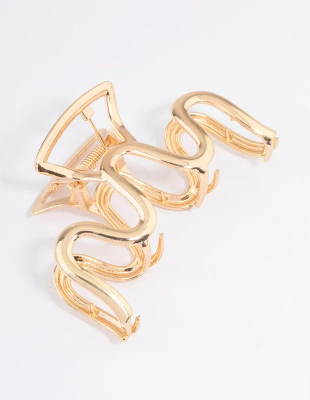 Gold Small Metal Wavy Claw Clip sold by lovisa