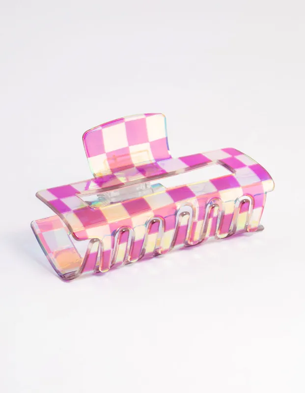 Purple Checkered Claw Clip sold by lovisa