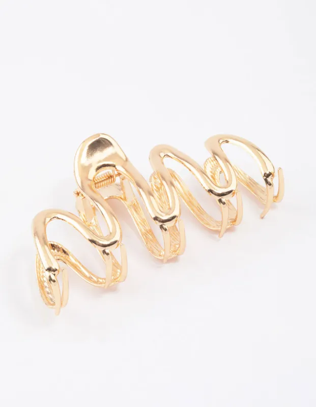 Gold Bold Wavy Hair Claw Clip sold by lovisa