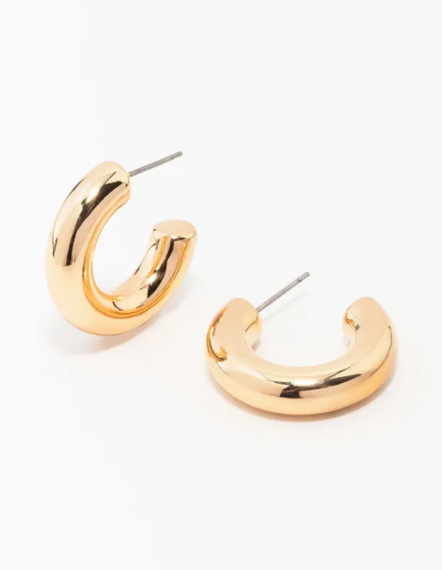 Gold Medium Chubby Hoop Earrings sold by lovisa