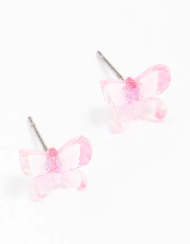 Acrylic Glitter Butterfly Stud Earrings sold by lovisa