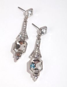 Rhodium Vintage Diamante Drop Earrings sold by lovisa